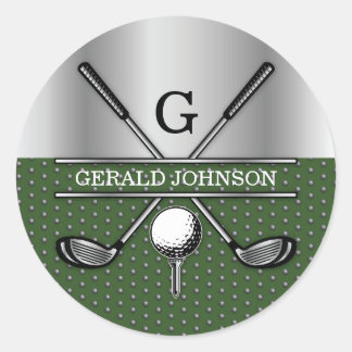 Personalised Elegant Golf Monogram Logo Classic Round Sticker