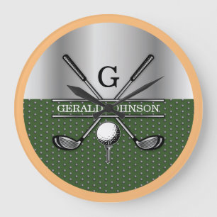 Personalised Elegant Golf Monogram Logo Large Clock