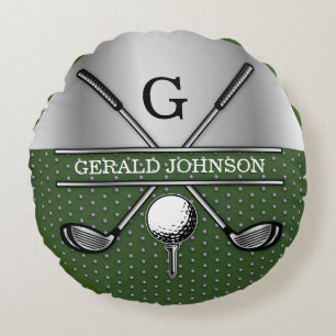 Personalised Elegant Golf Monogram Logo Round Cushion