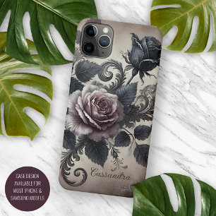Personalised Elegant Gothic Rose Floral Victorian iPhone 16 Pro Max Case