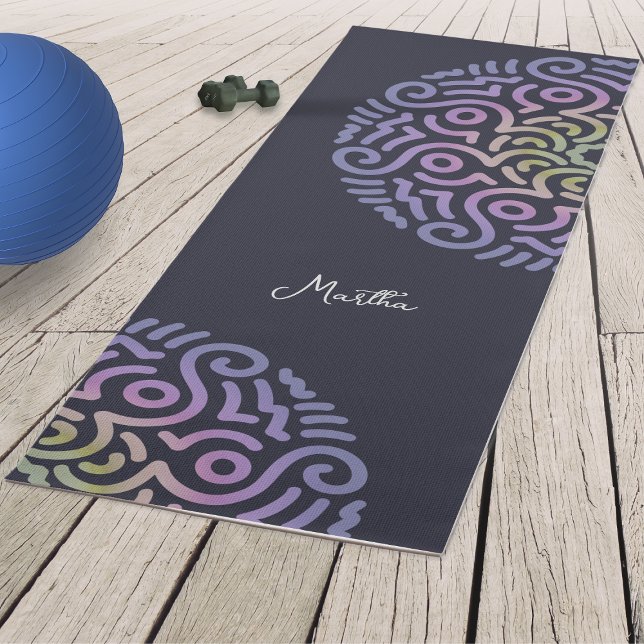 Personalised Elegant Gradient Mandala Navy Blue Yoga Mat (Roll out our Mandala Yoga Mat and create balance, strength, and serenity in every pose.)