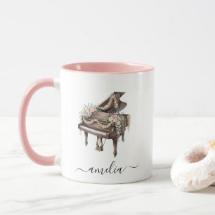 Personalised Elegant Grand Piano with Flowers      Mug