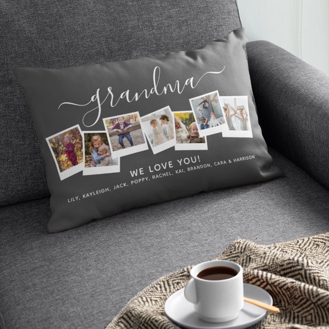 Personalised Elegant Grandma Photo Collage Lumbar Cushion (Creator Uploaded)