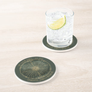 Personalised Elegant Green Gold Tribal Coaster