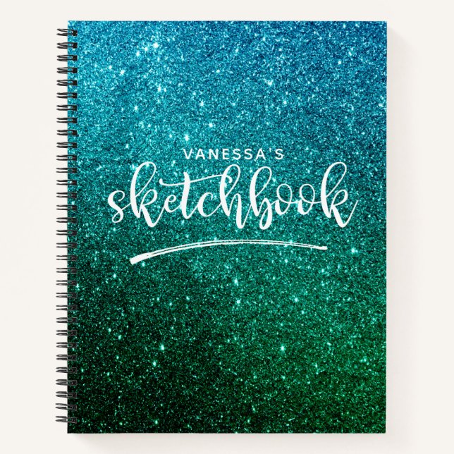 Personalised Elegant Green Teal Notebook (Front)