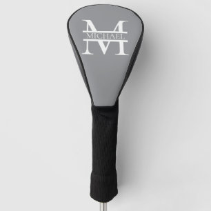 Personalised Elegant Grey Monogram and Name Golf Head Cover