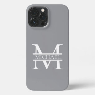 Personalised Elegant Grey Monogram and Name iPhone 13 Pro Max Case