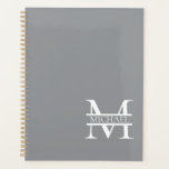 Personalised Elegant Grey Monogram and Name Planner<br><div class="desc">Personalised Elegant Monogram and Name Gifts featuring personalised monogram in classic serif font style with box of name in the middle of monogram.</div>