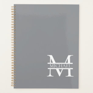 Personalised Elegant Grey Monogram and Name Planner