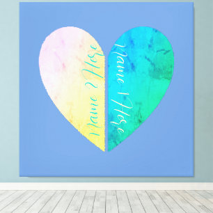 Personalised Elegant His and Hers Half Hearts Canvas Print