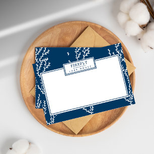 Personalised, Elegant Indigo Blue Coral Pattern Card