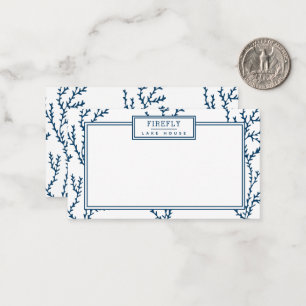 Personalised, Elegant Indigo Blue Coral Pattern  Card