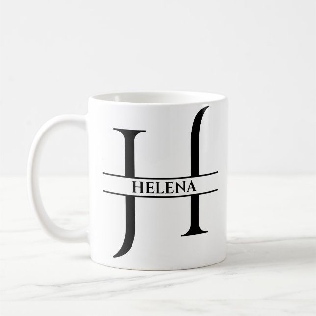 Personalised Elegant Initial Letter H Coffee Mug (Left)