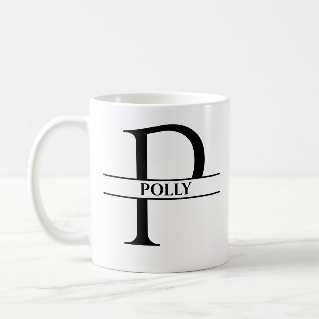 Personalised Elegant Initial Letter P Coffee Mug (Left)