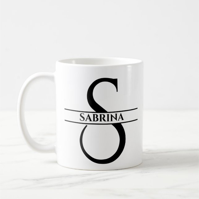 Personalised Elegant Initial Letter S  Coffee Mug (Left)