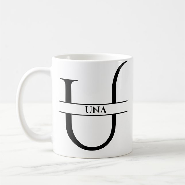 Personalised Elegant Initial Letter U  Coffee Mug (Left)