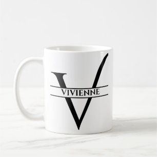 Personalised Elegant Initial Letter V Coffee Mug