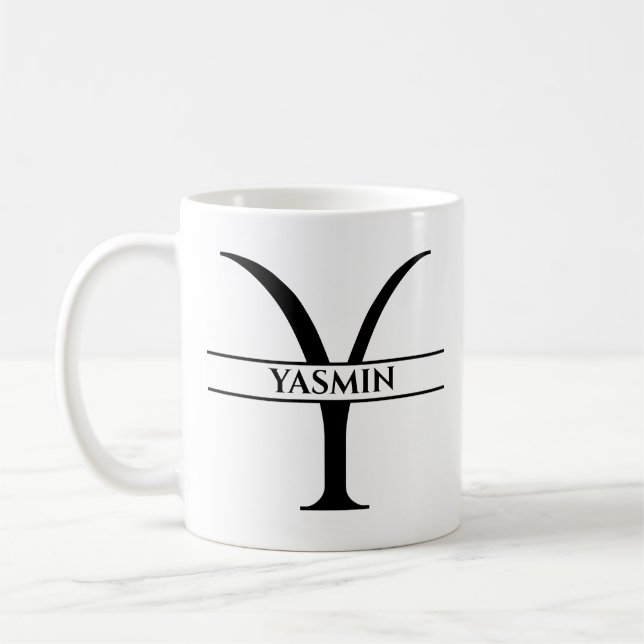 Personalised Elegant Initial Letter Y  Coffee Mug (Left)