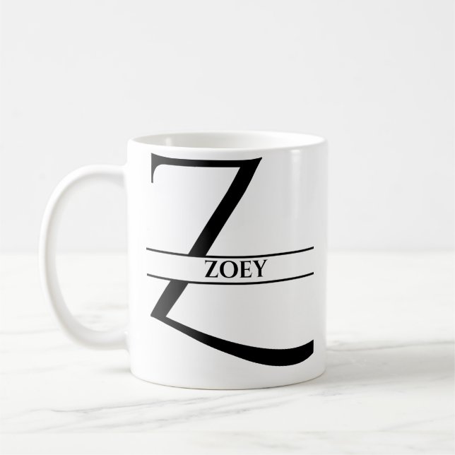 Personalised Elegant Initial Letter Z  Coffee Mug (Left)