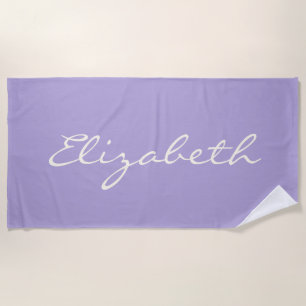 Personalised Elegant Lavender Handwritten Script Beach Towel
