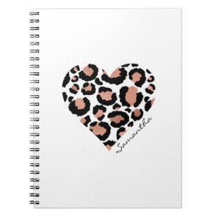 Personalised Elegant Leopard Pattern Heart Notebook