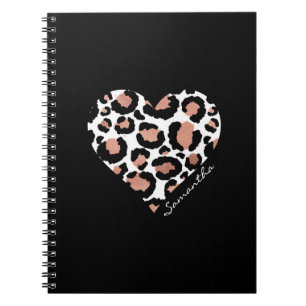 Personalised Elegant Leopard Pattern Heart Notebook