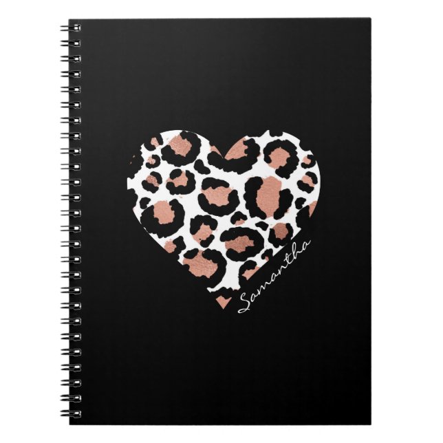 Personalised Elegant Leopard Pattern Heart  Notebook (Front)