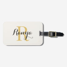 Personalised Elegant Luggage Tag - Gold Monogram