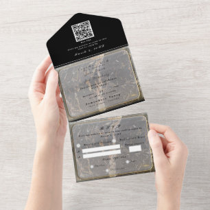Personalised Elegant Marble All In One Invitation