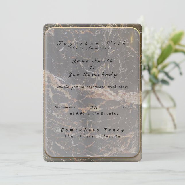 Personalised Elegant Marble Invitation (Standing Front)