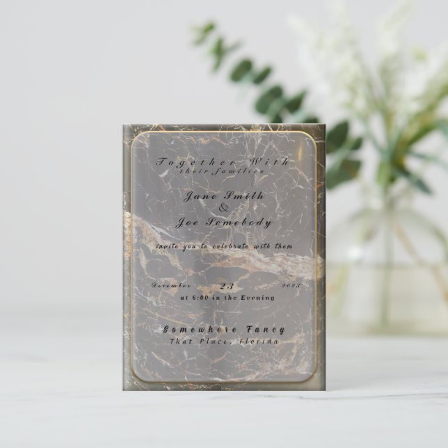 Personalised Elegant Marble Invitation Postcard (Standing Front)