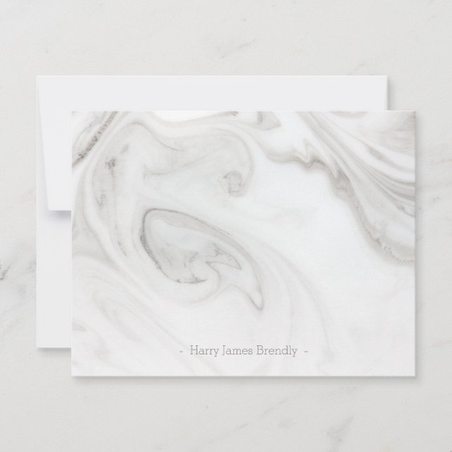 Personalised Elegant Marble Pattern Flat Note Card (Front)