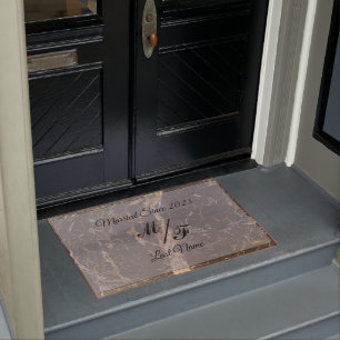 Personalised Elegant marble with initials  Doormat
