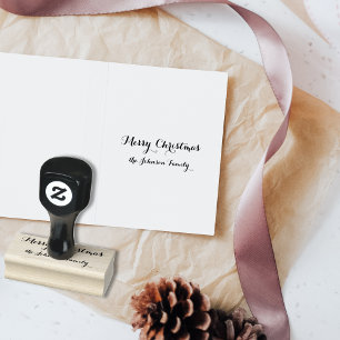 Personalised Elegant Merry Christmas Family Name Rubber Stamp