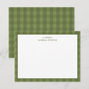 Personalised Elegant Minimal Border Green Gingham Card