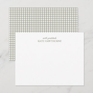 Personalised Elegant Minimalist Sage Green Gingham Thank You Card