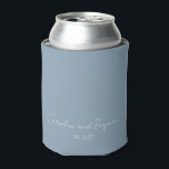 Personalised Elegant Minimalist Wedding Dusty Blue Can Cooler<br><div class="desc">Personalised Elegant Minimalist Wedding Dusty Blue Can Cooler</div>