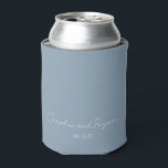 Personalised Elegant Minimalist Wedding Dusty Blue Can Cooler<br><div class="desc">Personalised Elegant Minimalist Wedding Dusty Blue Can Cooler</div>