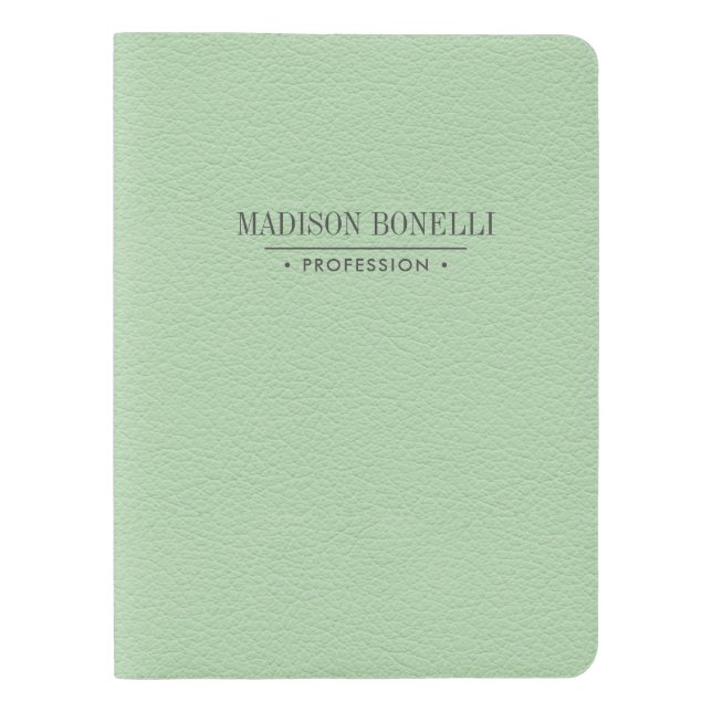 Personalised Elegant Mint Green Leather Feminine Extra Large Moleskine Notebook (Front)