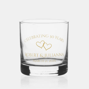 Personalised Elegant Modern 50th Anniversary Gift Whiskey Glass