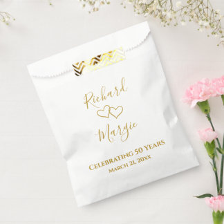 Personalised Elegant Modern 50th Anniversary Party Favour Bags