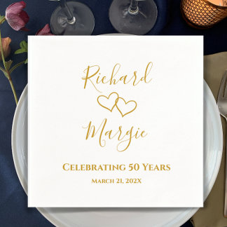 Personalised Elegant Modern 50th Anniversary Party Napkin