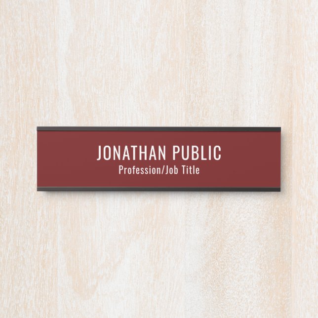Personalised Elegant Modern Dark Red Template Door Sign (Front)