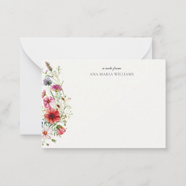 Personalised Elegant Modern Floral Note Card (Front)