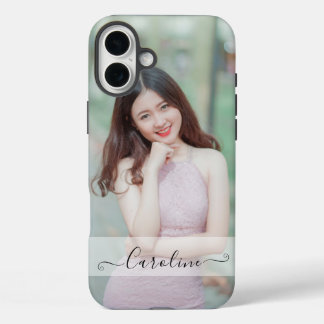Personalised Elegant Modern Name & Photo iPhone 16 Plus Case