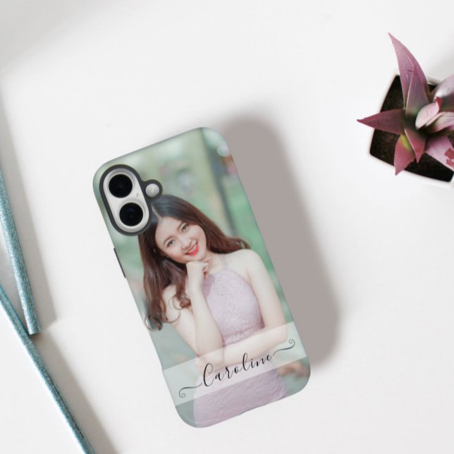 Personalised Elegant Modern Name & Photo Case-Mate iPhone Case (Creator Uploaded)