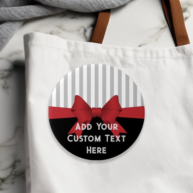 Personalised Elegant Modern Red Ribbon and Stripe 7.5 Cm Round Badge (Creator Uploaded)