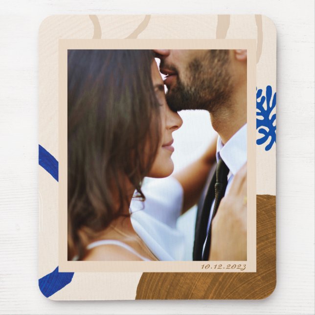 Personalised Elegant Modern Stylish Wedding Photo Mouse Mat (Front)