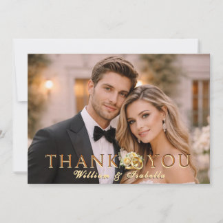 Personalised Elegant Modern Wedding Photo  Thank You Card