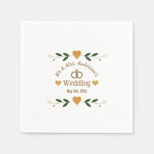 Personalised Elegant Modern White Wedding Party Napkin (Front)